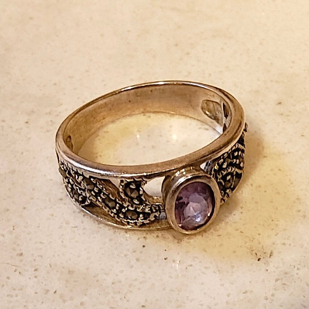 Silver Amethyst Ring Size 7